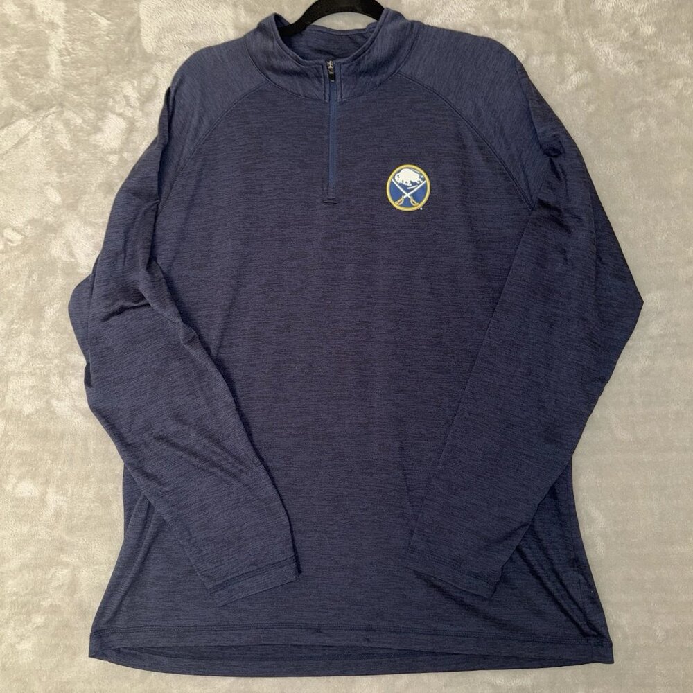 Fanatics NHL Buffalo Sabres 1/4 Zip Mens Shirt Sz 2XL Pullover Space Dye Blue
